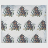 Modern Leuke Waterverf Puppy Dog Floral Cadeaupapier (Vlak)