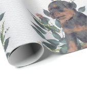 Modern Leuke Waterverf Puppy Dog Floral Cadeaupapier (Rol Hoek)