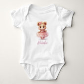 Modern Leuke Waterverf Teddybeer Meisje Romper (Voorkant)