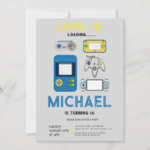 Modern level 10 Video Game Birthday Party  Kaart (Voorkant)