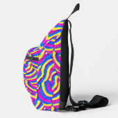 Modern levendig abstract in paarse en gele Crazy Sling Bag (Rechts)