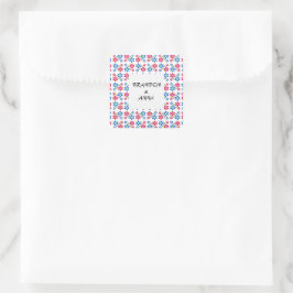 Modern Levendig Bloemen Power Huwelijkspatroon,  Vierkante Sticker