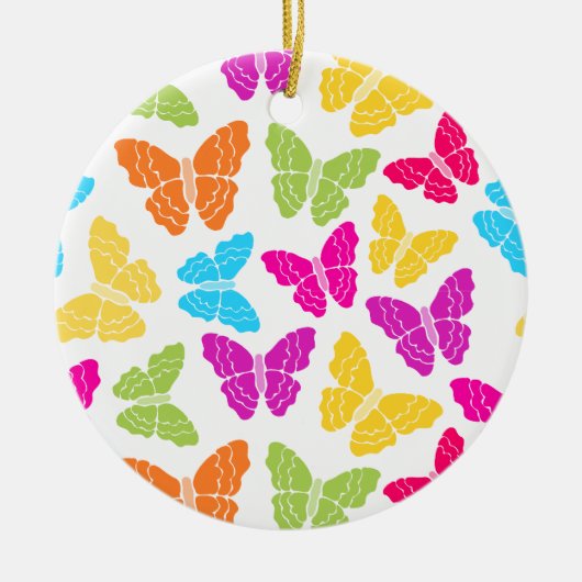 Modern Levendig Regenboog Vlinder Cute Patroon  Keramisch Ornament (Voorkant)
