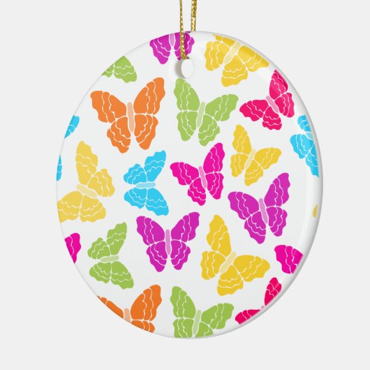 Modern Levendig Regenboog Vlinder Cute Patroon  Keramisch Ornament (Links)