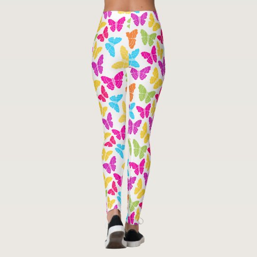 Modern Levendig Regenboog Vlinder Cute Patroon  Leggings (Achterkant)