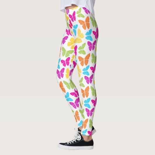 Modern Levendig Regenboog Vlinder Cute Patroon  Leggings (Links)