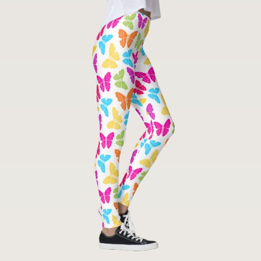 Modern Levendig Regenboog Vlinder Cute Patroon  Leggings (Rechts)