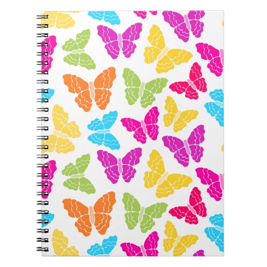Modern Levendig Regenboog Vlinder Cute Patroon Notitieboek (Voorkant)