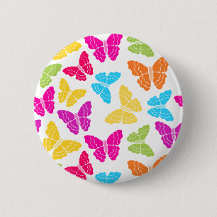 Modern Levendig Regenboog Vlinder Cute Patroon  Ronde Button 5,7 Cm