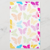 Modern Levendig Regenboog Vlinder Schattige Patroo Briefpapier (Voorkant)