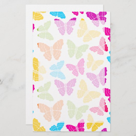 Modern Levendig Regenboog Vlinder Schattige Patroo Briefpapier (Voorkant / Achterkant)