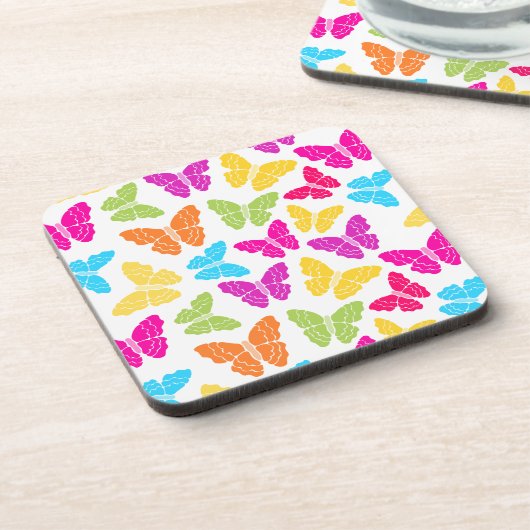Modern Levendig Regenboog Vlinder Schattige Patroo Drankjes Onderzetter (Linkerzijde)