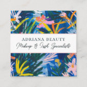 Modern Levendige Abstracte Floral Beauty Specialis Vierkante Visitekaartje (Voorkant)