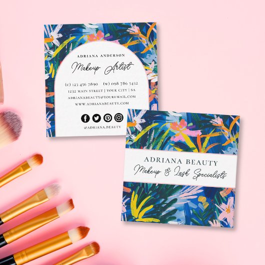 Modern Levendige Abstracte Floral Beauty Specialis Vierkante Visitekaartje