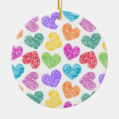 Modern Levendige Regenboog Doodle Harten Schattige Keramisch Ornament (Voorkant)