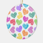 Modern Levendige Regenboog Doodle Harten Schattige Keramisch Ornament (Links)