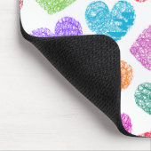 Modern Levendige Regenboog Doodle Harten Schattige Muismat (Hoek)