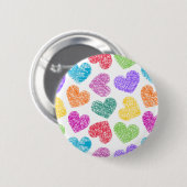 Modern Levendige Regenboog Doodle Harten Schattige Ronde Button 5,7 Cm (Voorkant /achterkant)