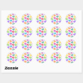 Modern Levendige Regenboog Doodle Harten Schattige Ronde Sticker (Vel)