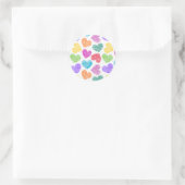 Modern Levendige Regenboog Doodle Harten Schattige Ronde Sticker (Tas)