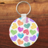 Modern Levendige Regenboog Doodle Harten Schattige Sleutelhanger (Voorkant)