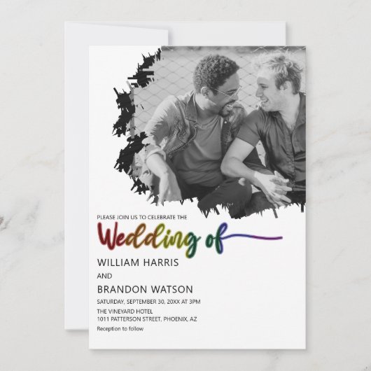 Modern LGBT Photo Weddenschap Kaart (Voorkant)