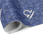 Modern Libra Zodiac Sign on blue digital camo Cadeaupapier (Rol Hoek)
