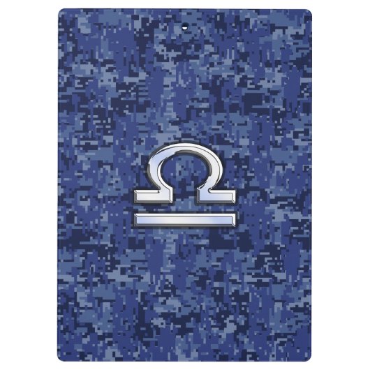 Modern Libra Zodiac Sign on blue digital camo Klembord (Achterkant)