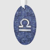 Modern Libra Zodiac Sign on blue digital camo Ornament (voorkant)