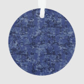 Modern Libra Zodiac Sign on blue digital camo Ornament (achterkant)