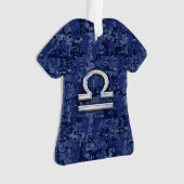 Modern Libra Zodiac Sign on blue digital camo Ornament (voorkant)