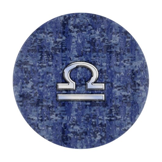 Modern Libra Zodiac Sign on blue digital camo Snijplank (Voorkant)