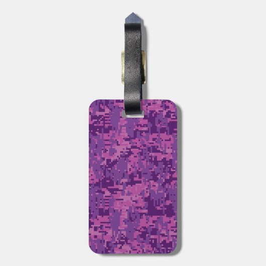 Modern Libra Zodiac Symbol on Fuchsia Digital Camo Bagagelabel (Achterkant verticaal)