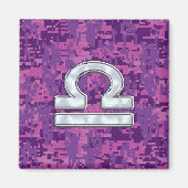 Modern Libra Zodiac Symbol on Fuchsia Digital Camo Magneet (Voorkant)