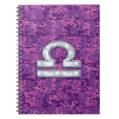Modern Libra Zodiac Symbol on Fuchsia Digital Camo Notitieboek (Voorkant)