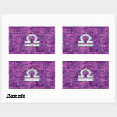 Modern Libra Zodiac Symbol on Fuchsia Digital Camo Rechthoekige Sticker (Vel)
