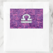 Modern Libra Zodiac Symbol on Fuchsia Digital Camo Rechthoekige Sticker (Tas)