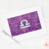 Modern Libra Zodiac Symbol on Fuchsia Digital Camo Rechthoekige Sticker (Envelop)