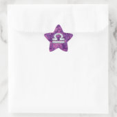 Modern Libra Zodiac Symbol on Fuchsia Digital Camo Ster Sticker (Tas)