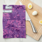 Modern Libra Zodiac Symbol on Fuchsia Digital Camo Theedoek (Quarter Fold)