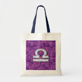 Modern Libra Zodiac Symbol on Fuchsia Digital Camo Tote Bag (Voorkant)