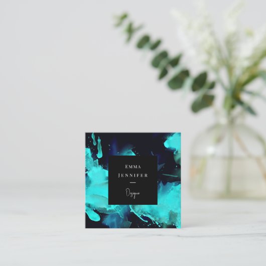 Modern licht Abstract geschilderd patroon Vierkante Visitekaartje (Staand voorkant)