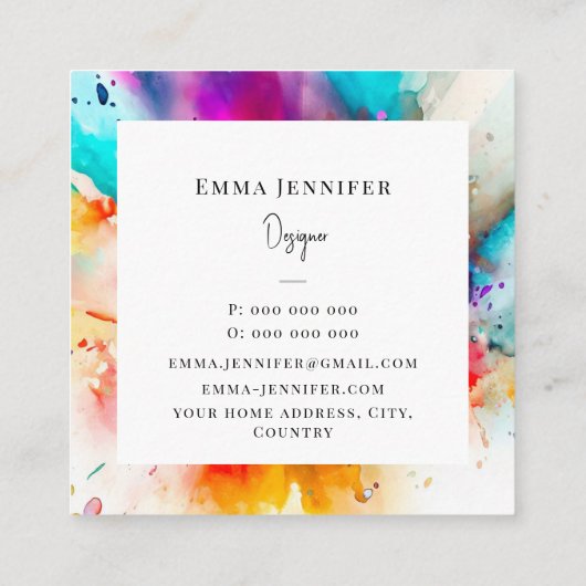 Modern licht Abstract geschilderd patroon Vierkante Visitekaartje (Achterkant)