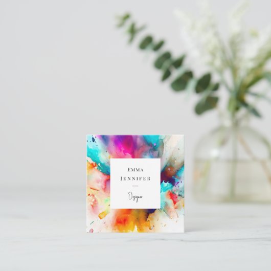 Modern licht Abstract geschilderd patroon Vierkante Visitekaartje (Staand voorkant)