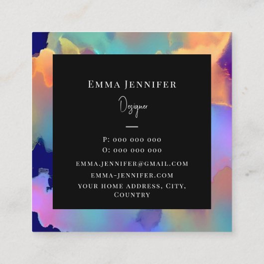 Modern licht Abstract geschilderd patroon Vierkante Visitekaartje (Achterkant)