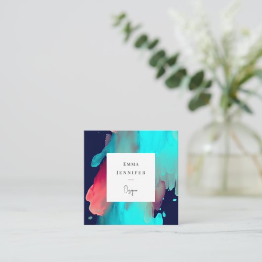 Modern licht Abstract geschilderd patroon Vierkante Visitekaartje (Staand voorkant)