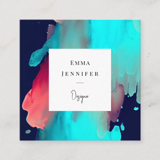 Modern licht Abstract geschilderd patroon Vierkante Visitekaartje (Voorkant)