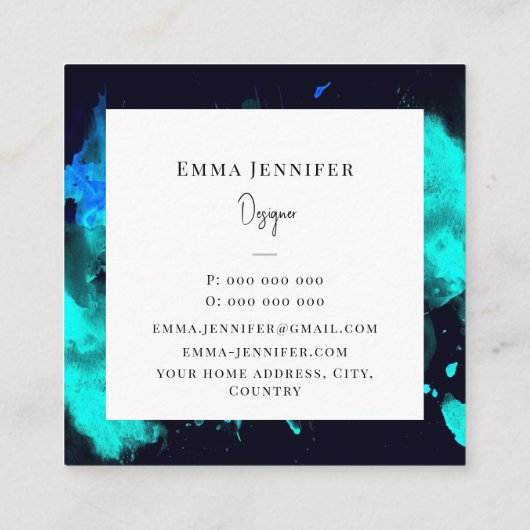 Modern licht Abstract geschilderd patroon Vierkante Visitekaartje (Achterkant)