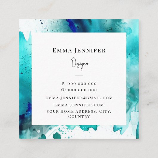 Modern licht Abstract geschilderd patroon Vierkante Visitekaartje (Achterkant)
