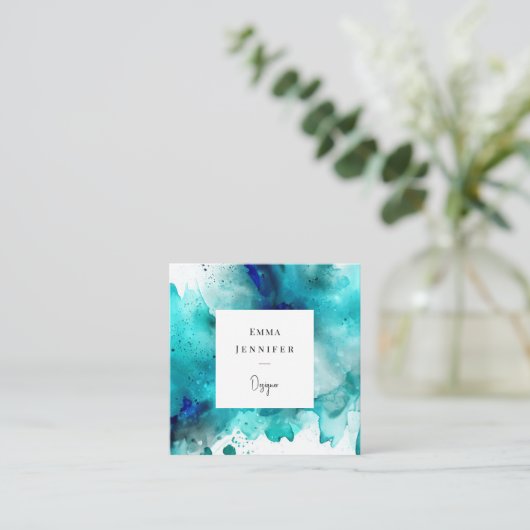 Modern licht Abstract geschilderd patroon Vierkante Visitekaartje (Staand voorkant)